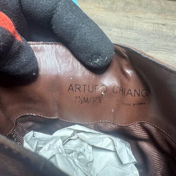 Arturo Chiang Velma Cognac Brown Leather Knee High Boots Women's Size 7.5 - Picture 5 of 7